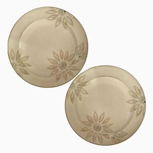 Pfaltzgraff Daisy Chain Deep Dish Dinner Plate 11" Cream Embossed Set Of 2